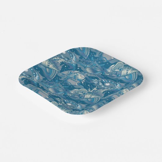 Assiettes En Carton Motif de la mer tropicale (Angulaire)