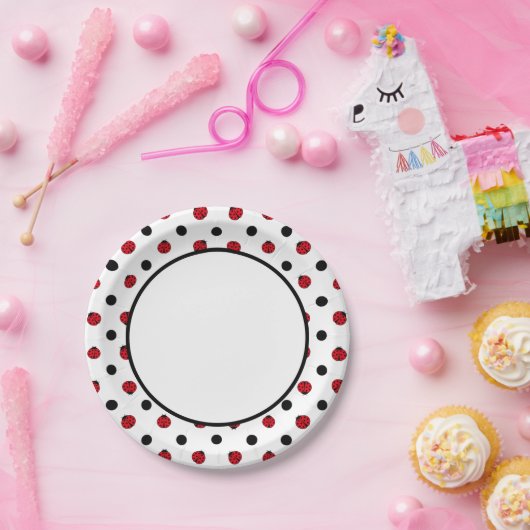 Assiettes En Carton Motif de ladybug rétro (Fête)
