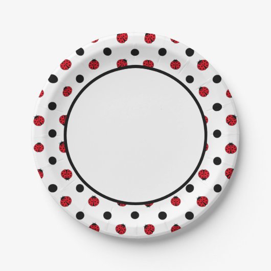 Assiettes En Carton Motif de ladybug rétro (Devant)