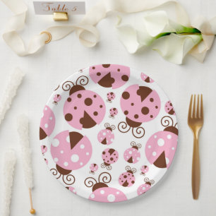 Assiettes En Carton Motif De Ladybugs, Mignons Ladybugs, Pink Ladybugs