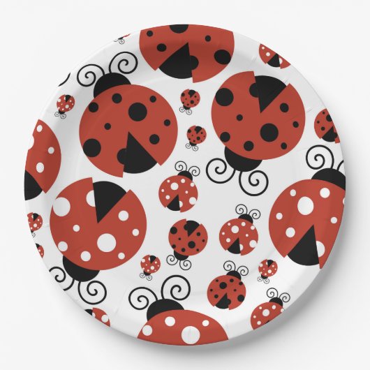 Assiettes En Carton Motif De Ladybugs, Mignons Ladybugs, Red Ladybugs (Devant)