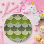 Assiettes En Carton Motif de l'échelle de dragon à bascule vert (Fête)