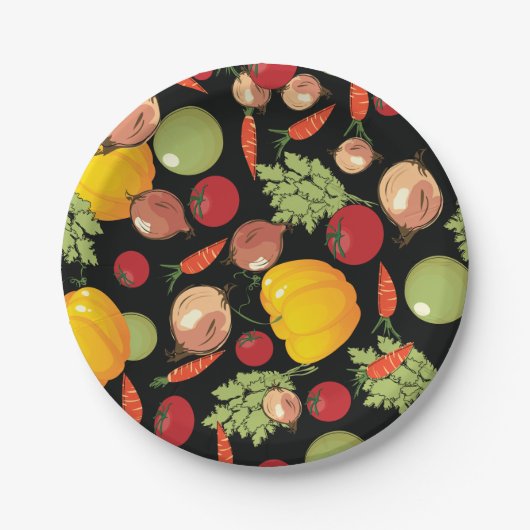 Assiettes En Carton Motif de légumes (Devant)
