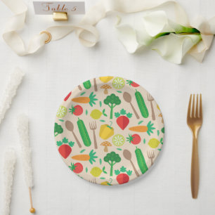 Assiettes En Carton Motif de légumes colorés mûrs