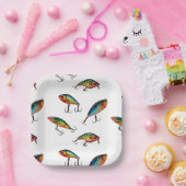 Assiettes En Carton Motif de leurre de pêche (Fête)