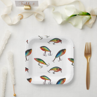 Assiettes En Carton Motif de leurre de pêche