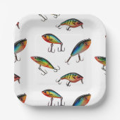 Assiettes En Carton Motif de leurre de pêche (Recto)