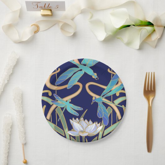 Assiettes En Carton Motif de libellules Art nouveau (Mariage)