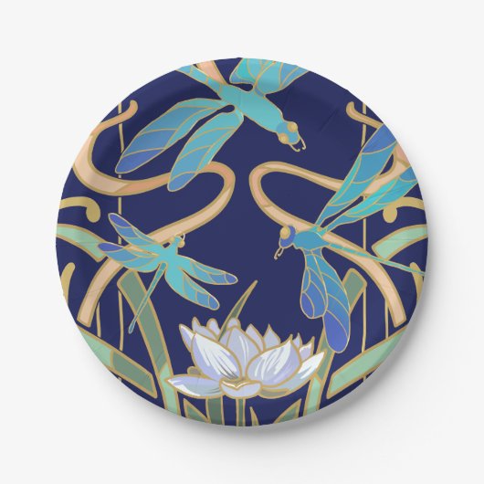 Assiettes En Carton Motif de libellules Art nouveau (Devant)