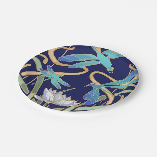 Assiettes En Carton Motif de libellules Art nouveau (Angle)