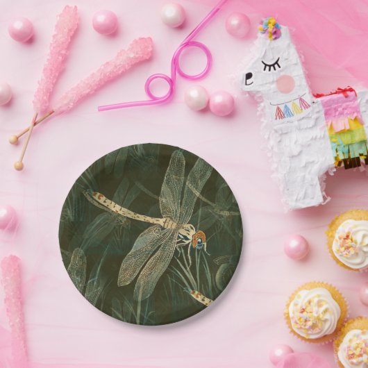 Assiettes En Carton Motif de libellules majestueux  (Fête)