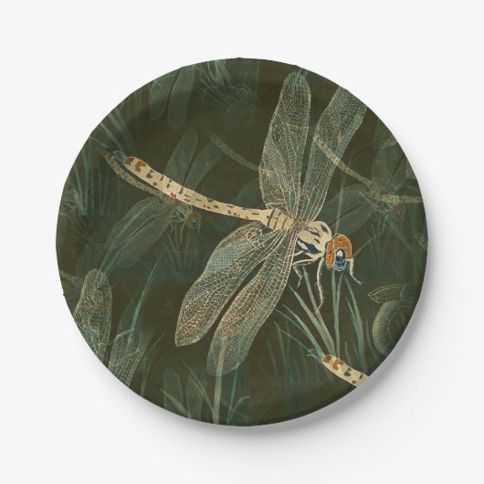 Assiettes En Carton Motif de libellules majestueux  (Devant)