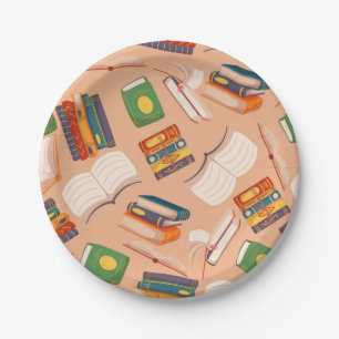 Assiettes En Carton Motif de livre