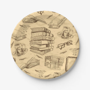 Assiettes En Carton Motif de livre