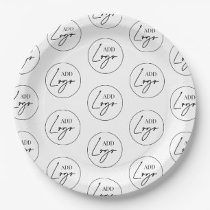 Assiettes En Carton Motif de logo d'entreprise minimaliste personnalis