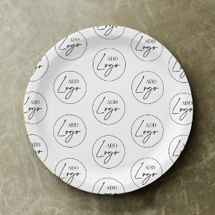 Assiettes En Carton Motif de logo d'entreprise minimaliste personnalis