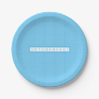 Assiettes En Carton Motif de l'Oktoberfest aux diamants bleus et blanc