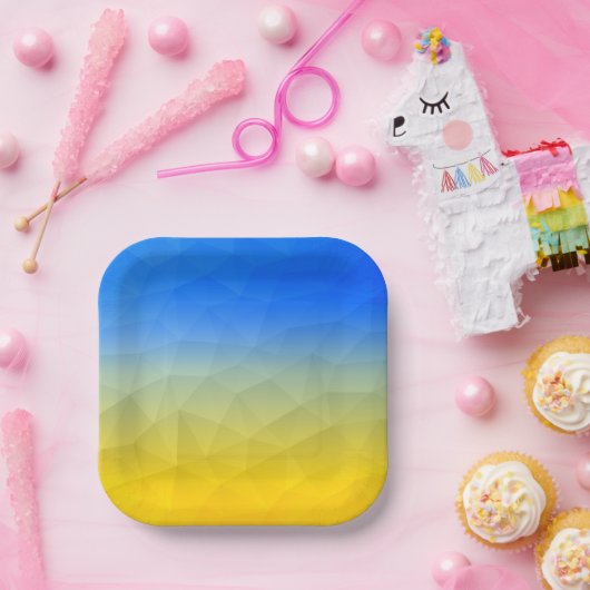 Assiettes En Carton Motif de maillage géométrique bleu jaune Ukraine (Fête)