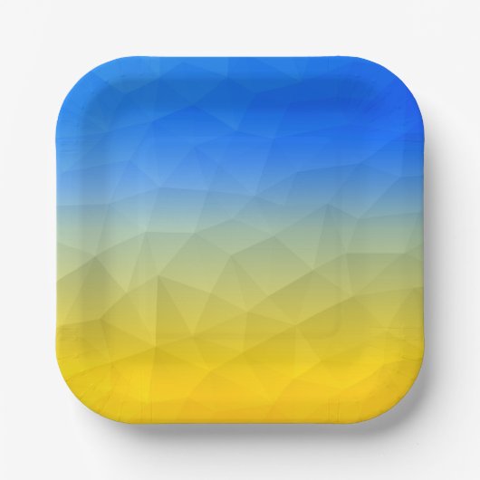 Assiettes En Carton Motif de maillage géométrique bleu jaune Ukraine (Recto)