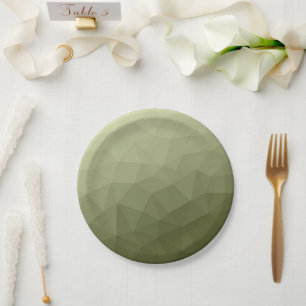 Assiettes En Carton Motif de maillage géométrique dégradé vert clair d