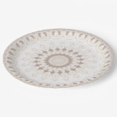 Assiettes En Carton Motif de mandala beige et crème (Angle)