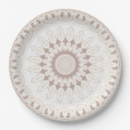 Assiettes En Carton Motif de mandala beige et crème (Devant)