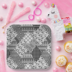 Assiettes En Carton Motif de maquette gris