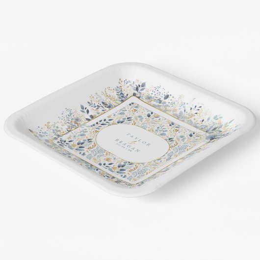 Assiettes En Carton Motif de Mariage de fleurs doux ID1045 (Angulaire)