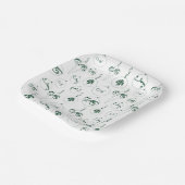 Assiettes En Carton Motif de Monogramme vert Bauble Noël Carré (Angulaire)