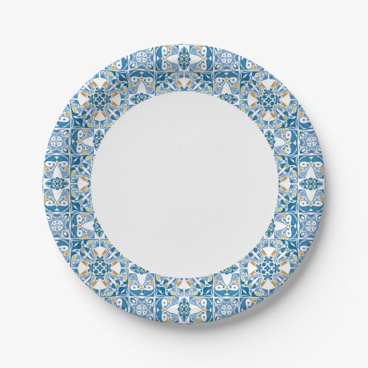 Assiettes En Carton Motif de mosaïque portugaise (Devant)