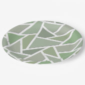 Assiettes En Carton Motif de mosaïque vert olive (Angle)