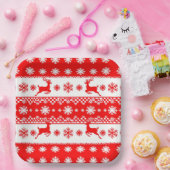 Assiettes En Carton Motif de Noël avec rennes et flocons de neige (Fête)