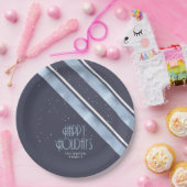 Assiettes En Carton Motif de Noël bleu/blanc ID862 (Fête)