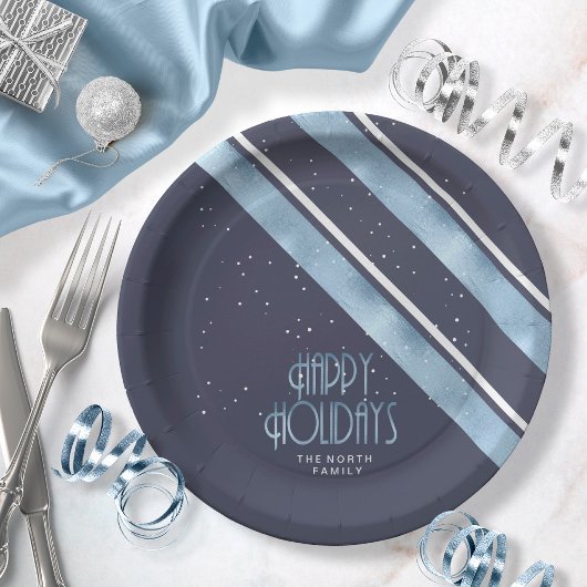 Assiettes En Carton Motif de Noël bleu/blanc ID862