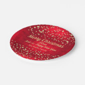 Assiettes En Carton Motif de Noël Confetti rouge et or (Angle)