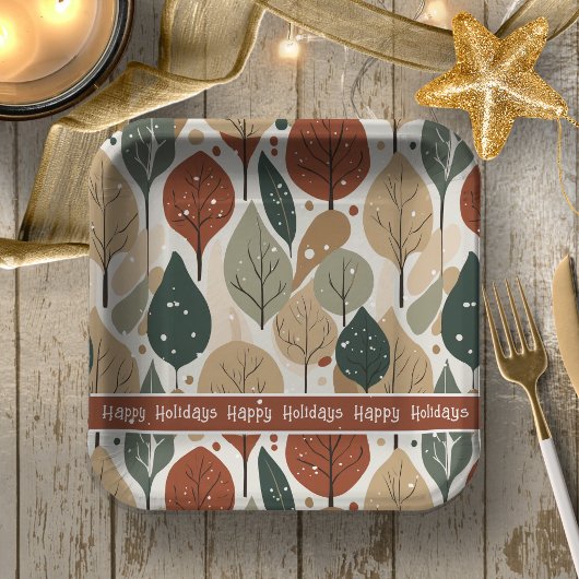 Assiettes En Carton Motif de Noël Earth Tones #5 ID1009