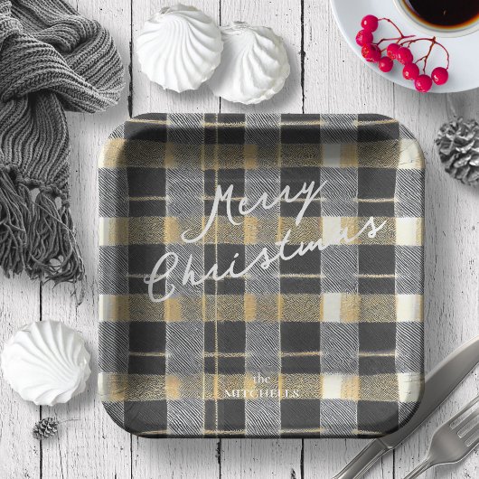 Assiettes En Carton Motif de Noël en or noir n° 7 ID1009