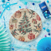 Assiettes En Carton Motif de Noël floral Poinsettia (2) (Fête)