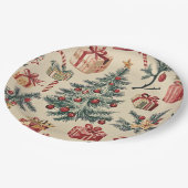 Assiettes En Carton Motif de Noël floral Poinsettia (2) (Angle)