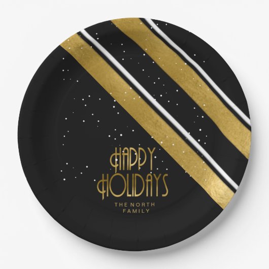 Assiettes En Carton Motif de Noël Gold/Black ID862 (Devant)