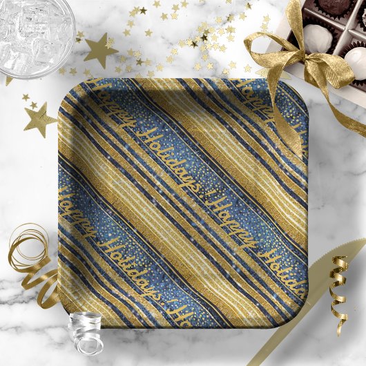 Assiettes En Carton Motif de Noël Gold bleu#28 ID1009