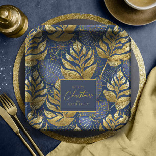 Assiettes En Carton Motif de Noël Gold bleu#29 ID1009