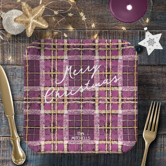 Assiettes En Carton Motif de Noël Magenta Gold n° 7 ID1009