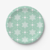 Assiettes En Carton Motif de Noël Mint Green White (Devant)