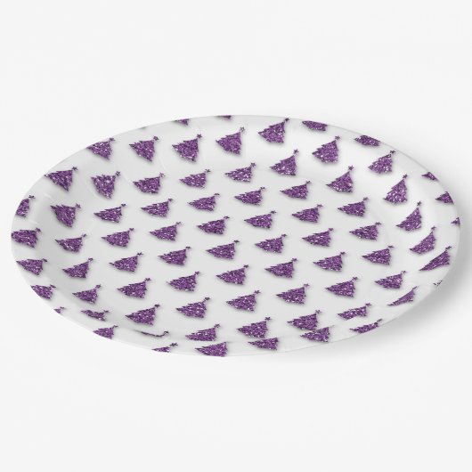 Assiettes En Carton Motif de Noël pourpre (Angle)