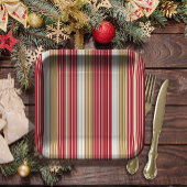 Assiettes En Carton Motif de Noël Red Gold Pinstripe #28 ID1009
