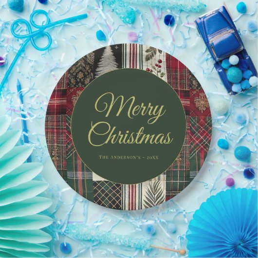 Assiettes En Carton Motif de Noël rustique moderne (Fête)