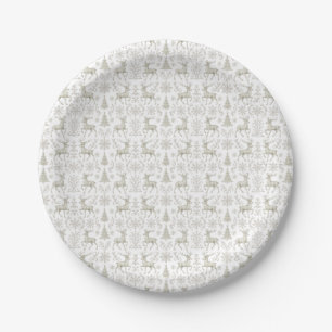 Assiettes En Carton Motif de Noël rustique moderne argent/blanc
