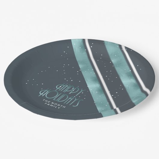 Assiettes En Carton Motif de Noël Turquoise/blanc ID862 (Angle)