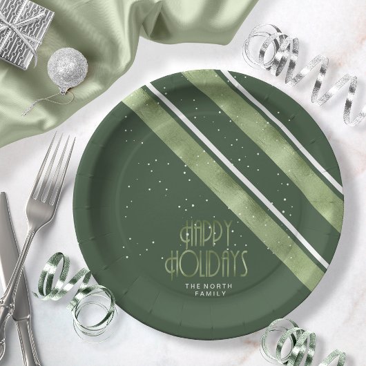 Assiettes En Carton Motif de Noël Vert/Blanc ID862